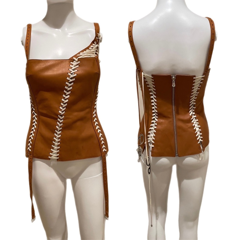 Dolce & Gabbana vintage leather lace up bustier corset